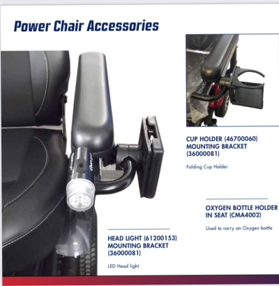 Merits Power Chair Mounting Bracket Light & Cup Holder $75