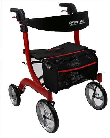 Peak Ellipse Lite Aluminium Rollator - Small Red